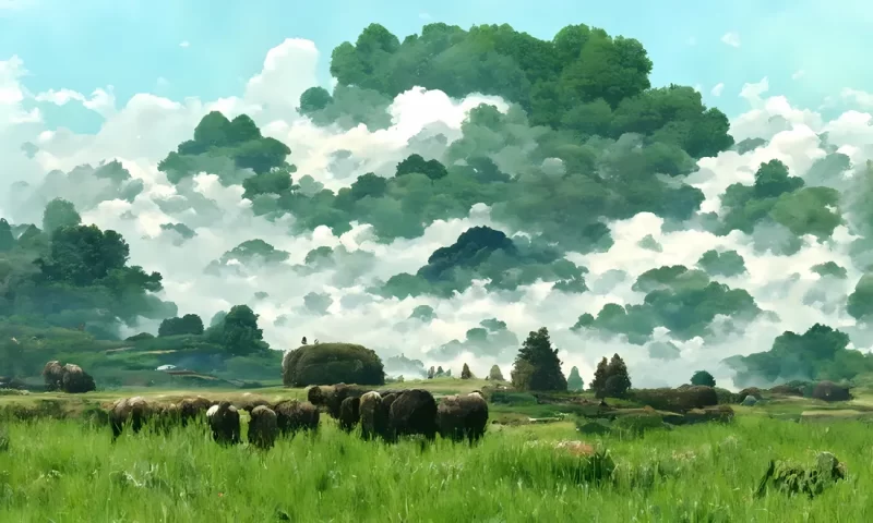 壁纸分享-草原油画-酷酷的强